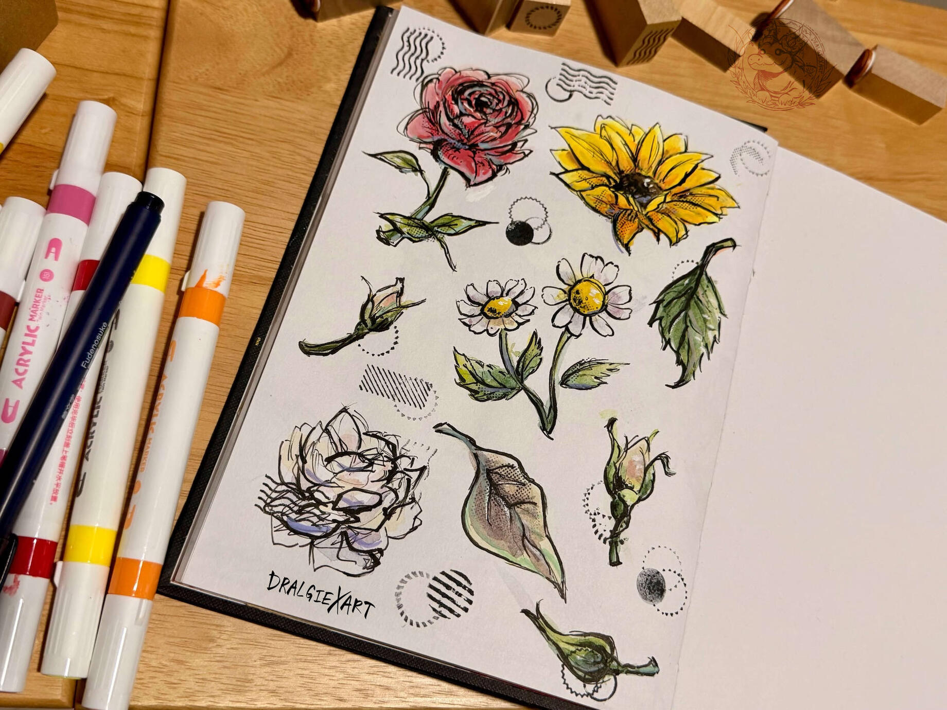 Flower Spread in Sketchbook